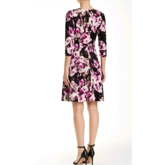 NWT Eliza J Watercolor Print Fit And Flare Scuba Cocktail Jeweled Dress BB99 - Picture 3 of 16